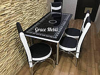 Комплект кухонный стол и 4 стулья каленое стекло 110*70*140см Турция