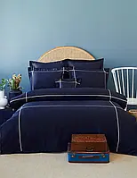 Постільна білизна MieCasa сатин — Plus lacivert-beyaz синій-білий king size