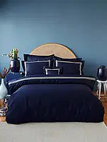 Постільна білизна MieCasa сатин — Sydney lacivert-bej синій-бежевий king size