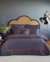 Постільна білизна MieCasa сатин — Milano antrasit-turuncu антрацит — жовтогарячий king size