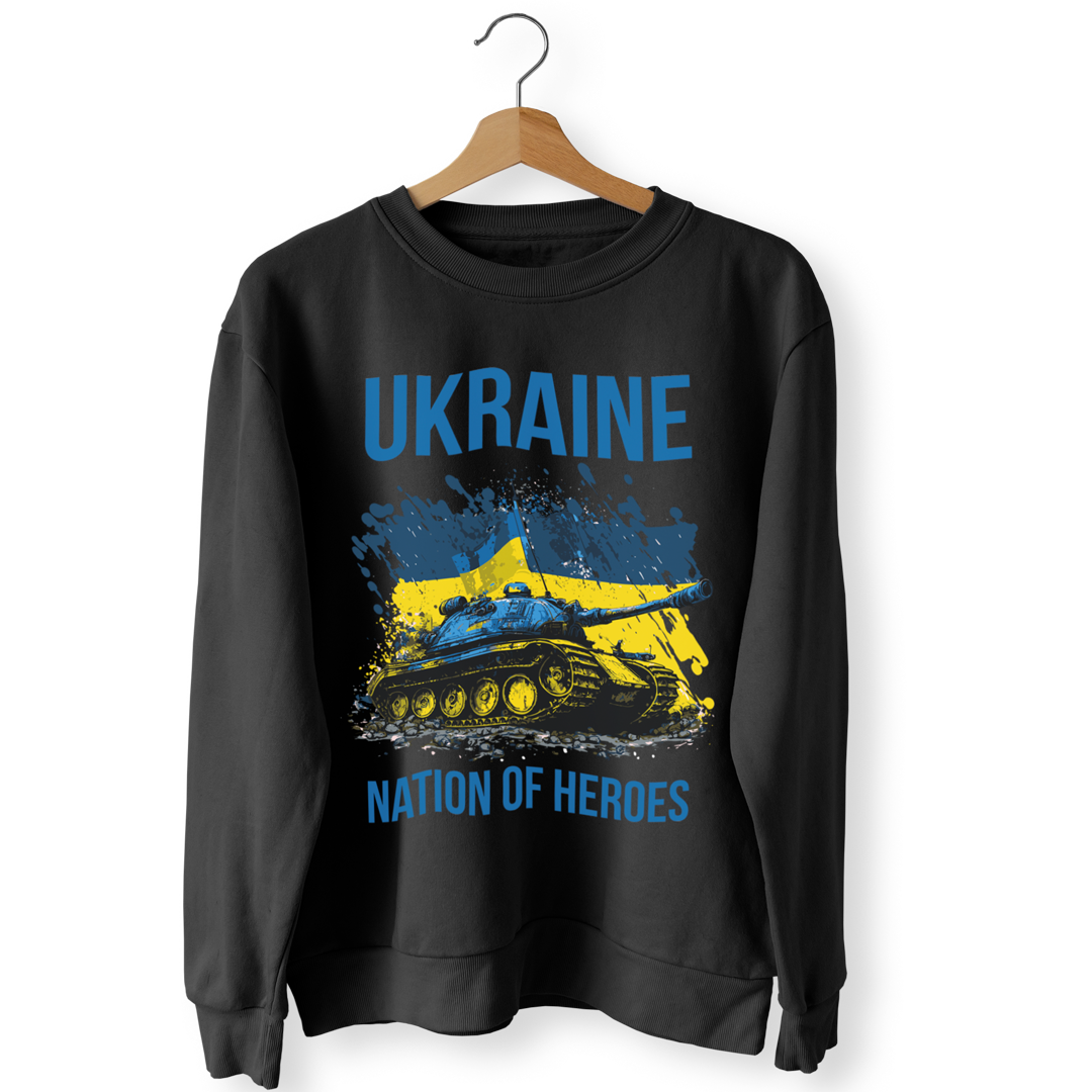 Світшот чорний "UKRAINЕ NATIONAL HEROES"