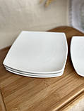 Біла порцелянова тарілка Helios дрібна квадратна 260х260 мм (A1122), фото 3