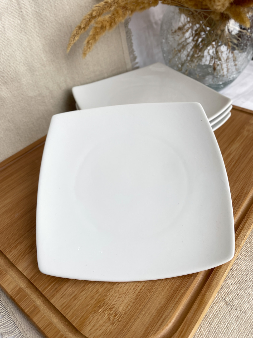 Біла порцелянова тарілка Helios дрібна квадратна 260х260 мм (A1122), фото 1