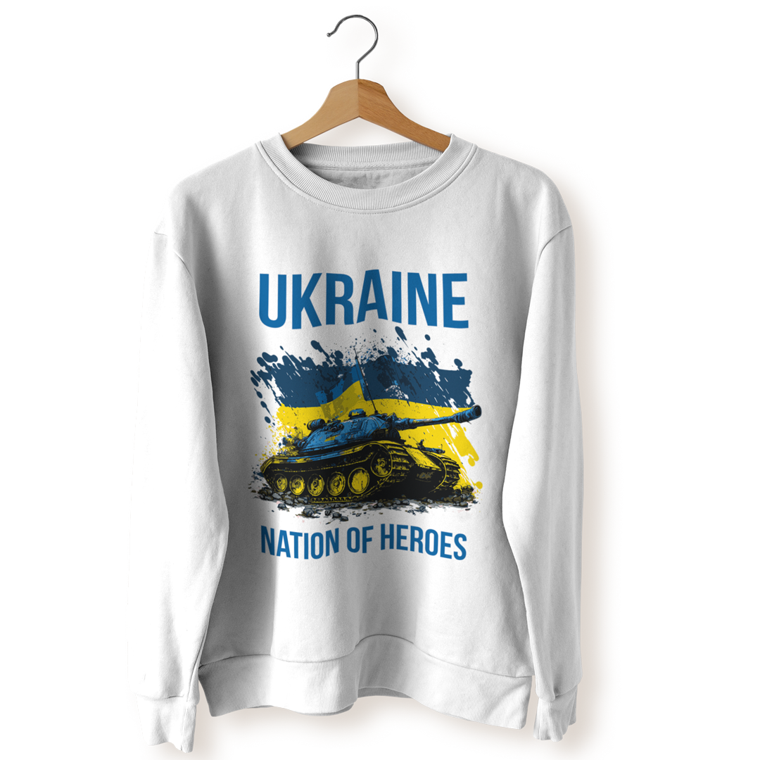 Світшот білий "UKRAINЕ NATIONAL HEROES"