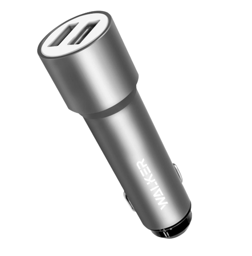 Автомобільний зарядний пристрій WALKER WCR-22 2USB 1,0А+2,4A сірий