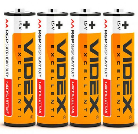 Батарейка сольова AA/R6 (пл-4шт) Videx