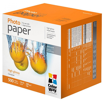 Папір 10*15см глянцевий 260г/м картон. уп 500 шт ColorWay PG2605004R