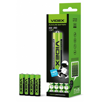 Батарейка лужна ААА/LR03 (пл-4шт) Videx
