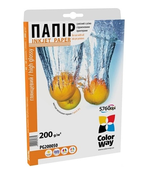 Папір 10*15см глянцевий 200г/м картон. уп 50 шт ColorWay PG2000504R