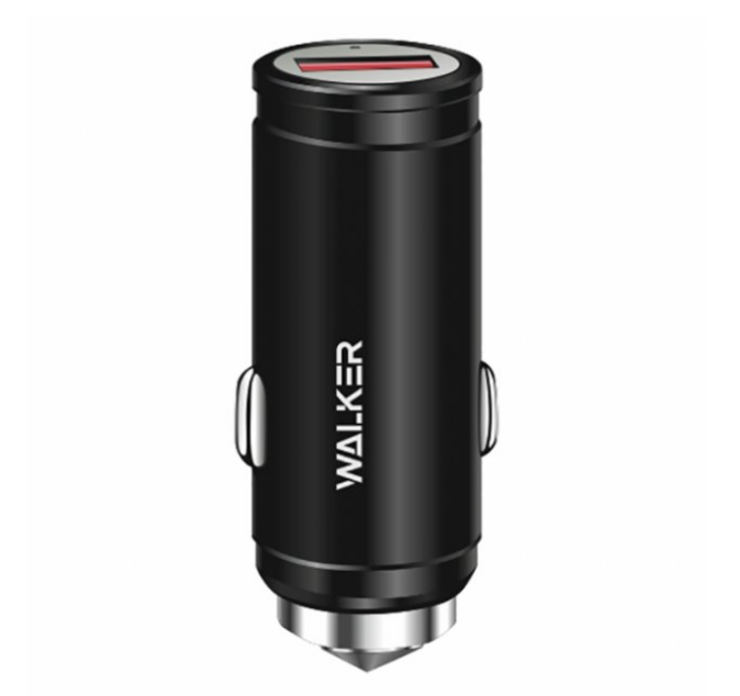 Автомобільний зарядний пристрій WALKER WCR-23 2,4A QC чорний, фото 1