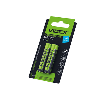 Батарейка лужна ААА/LR03 (бл-2шт) Videx