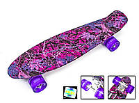 Скейт пені борд 22 дюйми з малюнком РОЖЕВИЙ ЛІС колеса світяться 57х15 см до 75 кг