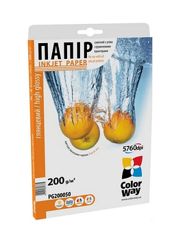 Папір 13*18см глянцевий 200г/м картон. уп 100 шт ColorWay PG2001005R