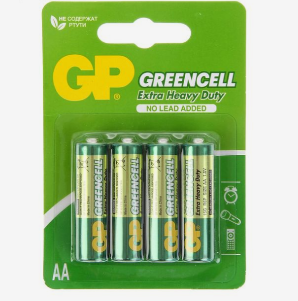 Батарейка сольова AA/R6 (бл-4шт) GP Greencell