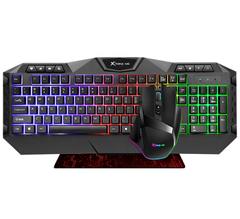 Набір ігровий клавіатура + миша + килимок XTRIKE MK-900 дротова USB з підсвічуванням чорний