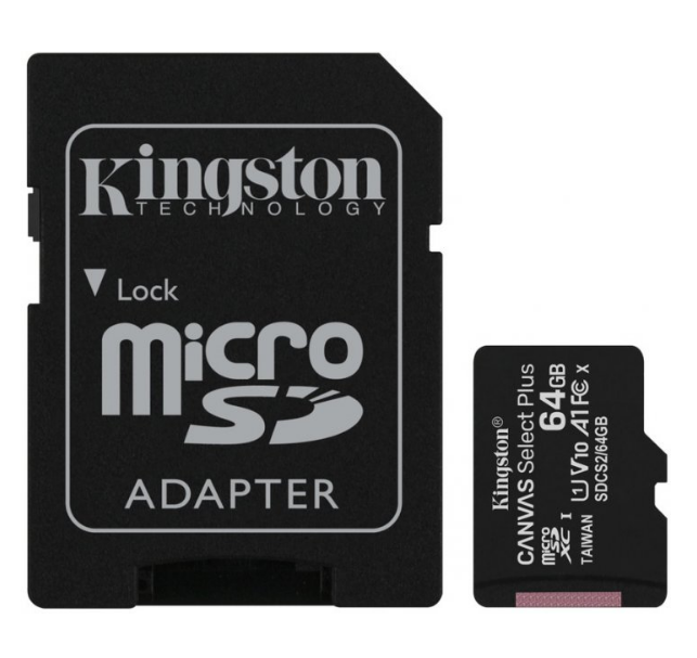 Карта пам'яті microSDXC 64Гб Class 10 (UHS-1) 100Мб/с Kingston Canvas Select Plus + adapter SD, фото 1