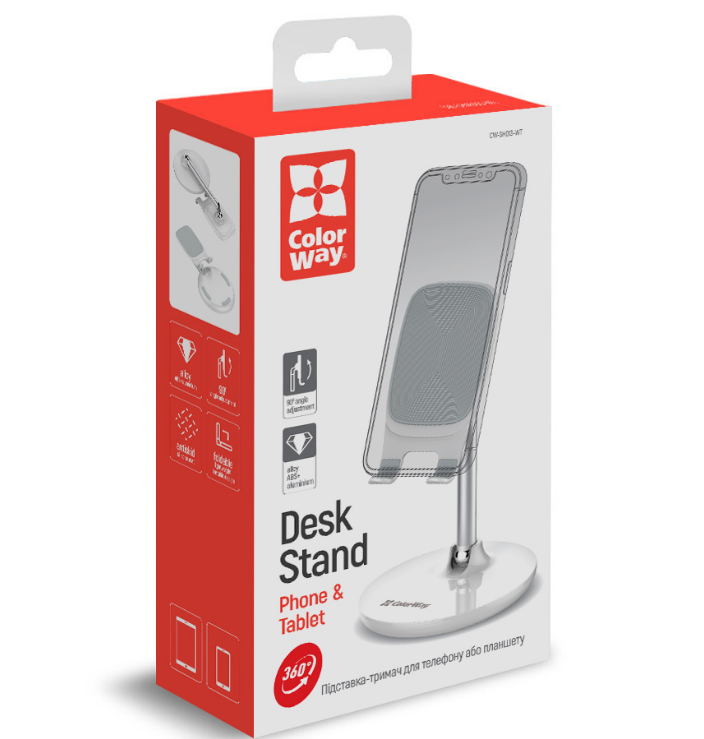 Тримач автомобільний для мобільного ColorWay CW-SH013-WT білий, фото 1