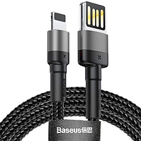Кабель USB Lightning BASEUS CALKLF-GG1 Cafule 2,4A 1м сірий/чорний, фото 3