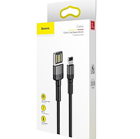 Кабель USB Lightning BASEUS CALKLF-GG1 Cafule 2,4A 1м сірий/чорний, фото 4