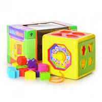 Куб-сортер с часами 1232, каталка, развивающая детская игрушка, кубик Монтессори для малышей