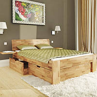 Двоспальне ліжко B111 180х200 з ящиками дерев'яна з бука ТМ Mobler