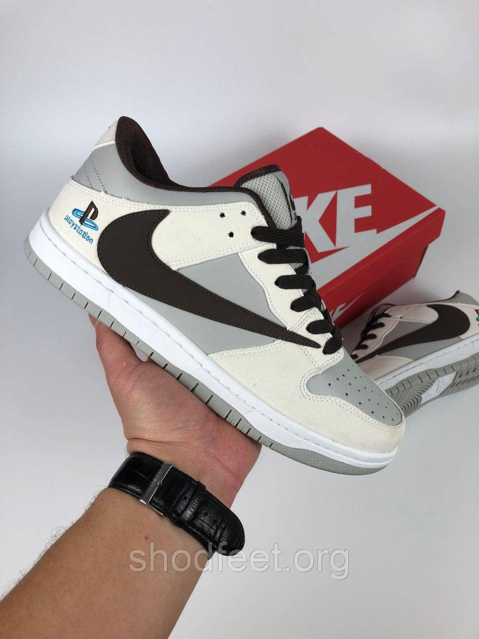 Кросівки Nike SB Dunk Low x Travis Scott PlayStation Grey Beige, фото 1