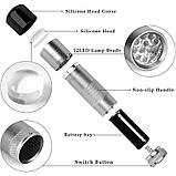 2в1 лампа/ліхтарик 107 для сушіння нігтів, гелевих типс, верхніх форм на батарейках + штамп для стемпінгу, 12 Вт. Срібло, фото 5