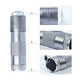 2в1 лампа/ліхтарик 107 для сушіння нігтів, гелевих типс, верхніх форм на батарейках + штамп для стемпінгу, 12 Вт. Срібло, фото 3