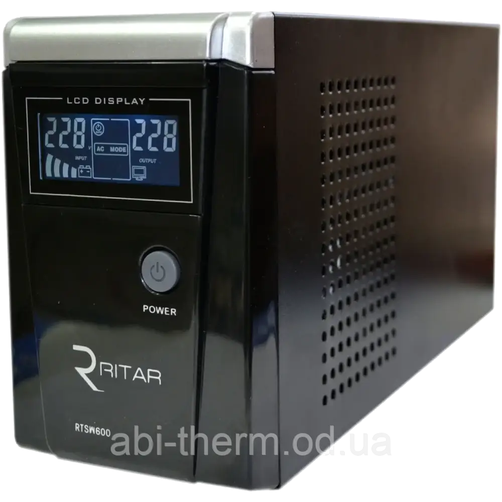 RITAR RTSW-600 LCD ДБЖ з правильною синусоїдою (360 Вт), 12В, під зовнішній АКБ