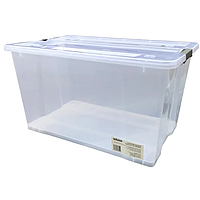 Ящик для хранения 55 литра контейнер с крышкой прозрачный пластиковый 560 х 380 х 320 бокс бытовой для вещей