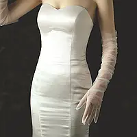 Перчатки фатиновые кружевные длинные из сетки под платье сексуальные