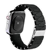 Ремешок для Apple Watch 42/44/45mm Silicone-Steel Buckle Black