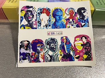 Слайдер-дизайн нігтів (водні наклейки на нігті) BN-1636