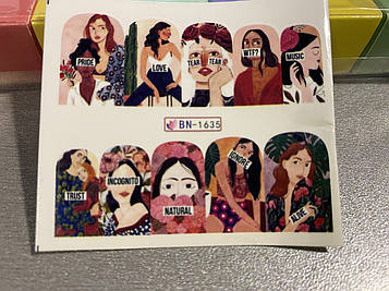 Слайдер-дизайн для нігтів (водні наклейки на нігті) BN-1635