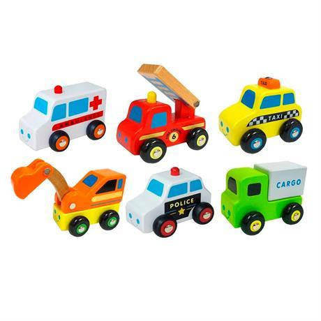 Набір дерев`яних ігршкових машинок Viga Toys Міні-машинки 6 шт. Спецтранспорт (59621), фото 2