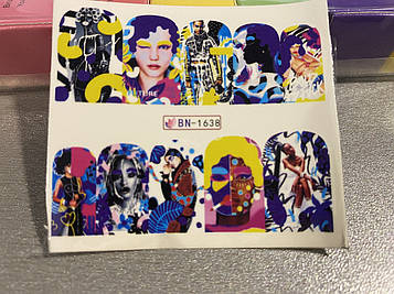 Слайдер-дизайн для нігтів (водні наклейки на нігті) BN-1638