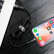 Короткий кабель для швидкої зарядки Lightning на USB 2.4A BASEUS 0.5м (чорний), фото 8