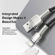 Короткий кабель Lightning на USB Baseus 2.4A Cafule Series Metal 0.25м (чорний), фото 3