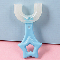 Детская зубная щетка, U-образная 7-12 лет / Прибор для чистки зубов / U - образная / голубая/ 360 градусов