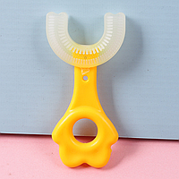 Детская зубная щетка, У-образная 2-6 лет / Прибор для чистки зубов / U - образная / Желтая