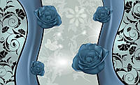 Фотообои в интерьере прихожей 368x254 см Синие розы на светлом фоне (1242P8)+клей