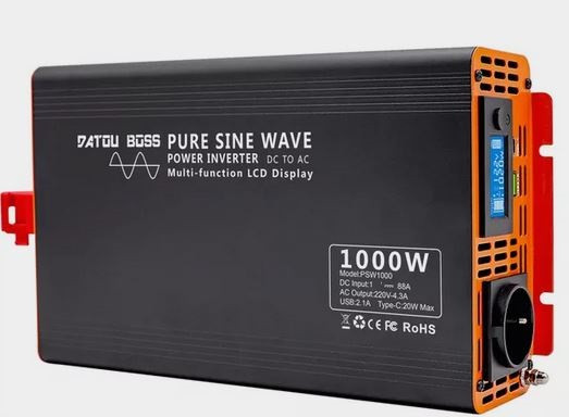 Інвертор напруги DATOU BOSS 24В/220В 1000Вт (1500Вт макс), 2USB, LCD Display, дистанційне керування