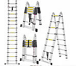 Драбина телескопічна 5,6 м (2х2,8 м) Craftfull Польща, фото 2