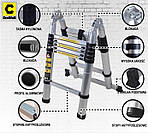 Драбина телескопічна 5,6 м (2х2,8 м) Craftfull Польща, фото 7