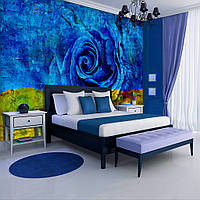 Флизелиновые фотообои с цветами на стену 368 x 254 см Голубая желтая роза (13499V8)+клей