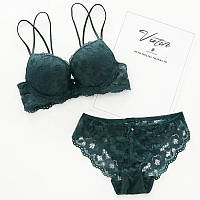 Комплект нижньої білизни push-up зелений - ліф 75B, труси 42-44 розмір, (75%поліестер, 25% еластан)
