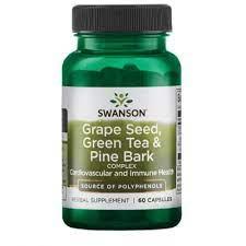 Grape Seed Green Tea Pine Bark Swanson, 60 капсул