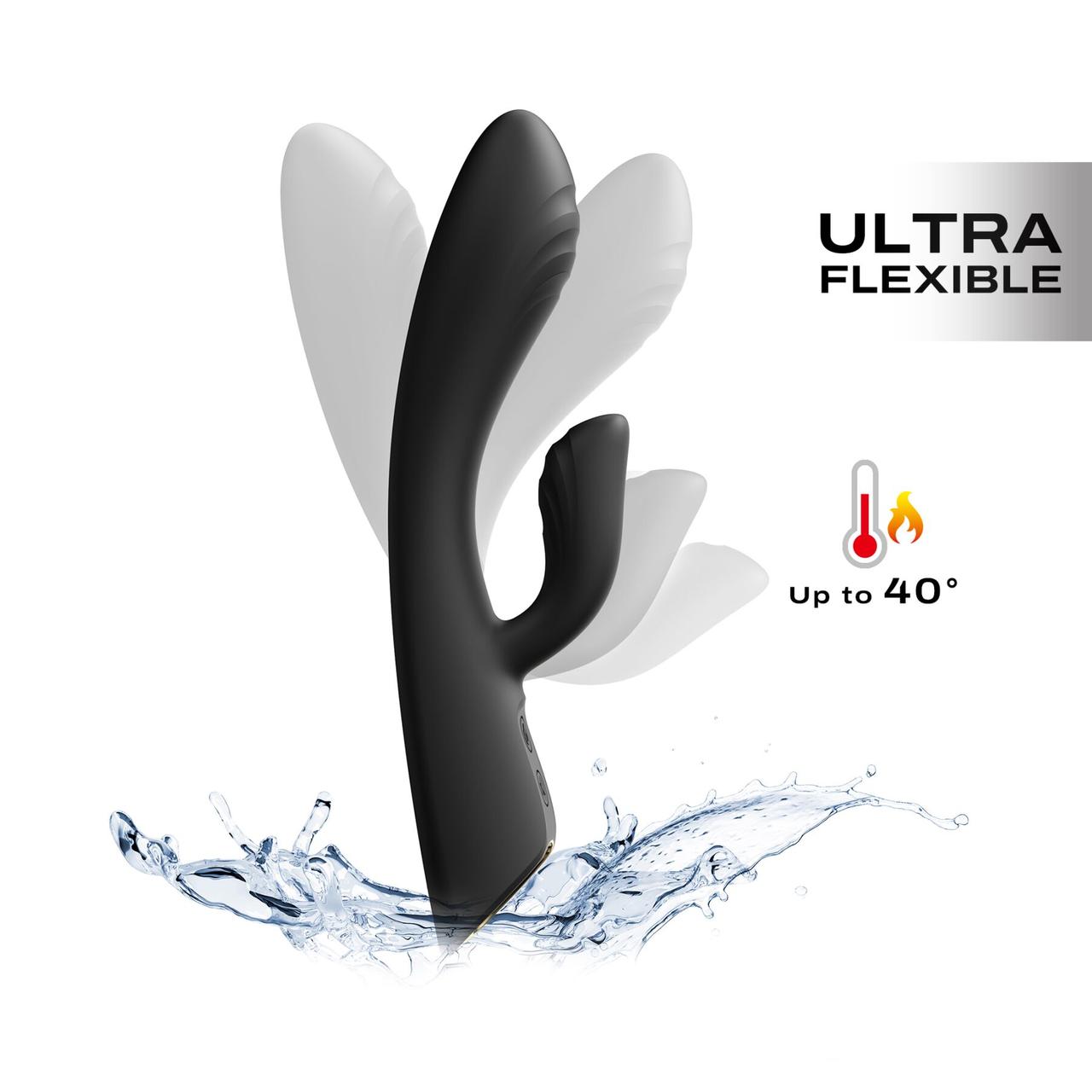 Вібратор-кролик з підігрівом та гнучким стволом Dorcel FLEXI RABBIT BLACK, 21,2х3,6 см.
