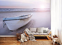 Флизелиновые фотообои море на стену 3D 416 x 290 см Лодка на пляже (13050VEXXXXL)+клей