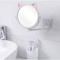 Зеркало косметическое настенное поворотное для ванной с ушками Белое